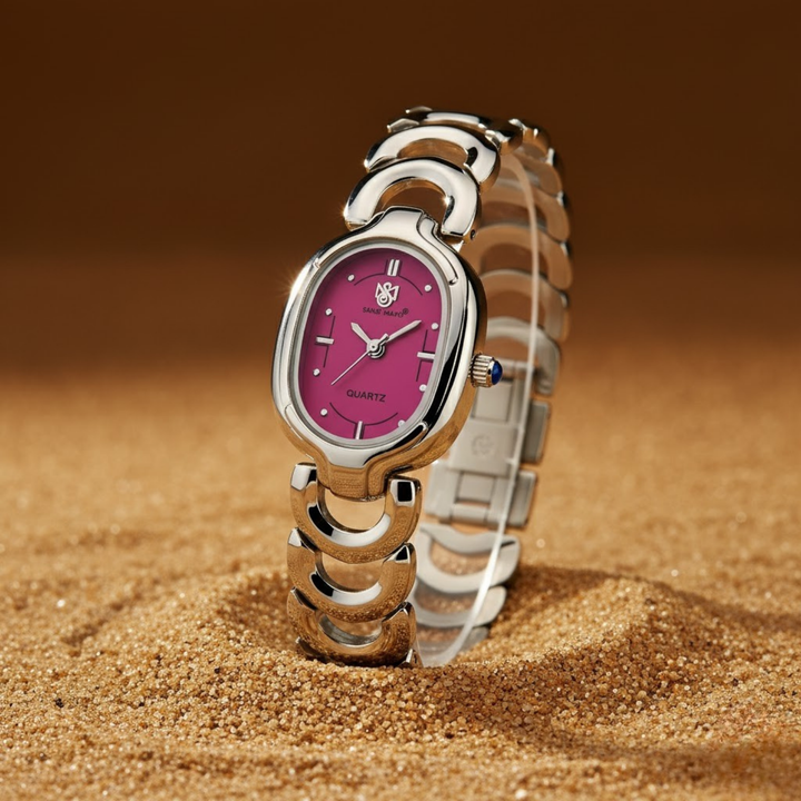 Sansi Mayo VETRA — Dark Pink Dial & Silver Bracelet