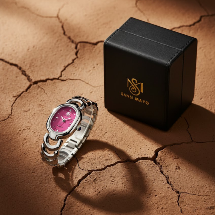 Sansi Mayo VETRA — Dark Pink Dial & Silver Bracelet