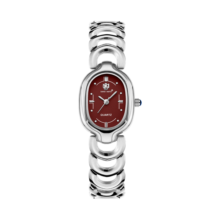 Sansi Mayo VETRA — Maroon Dial & Silver Bracelet