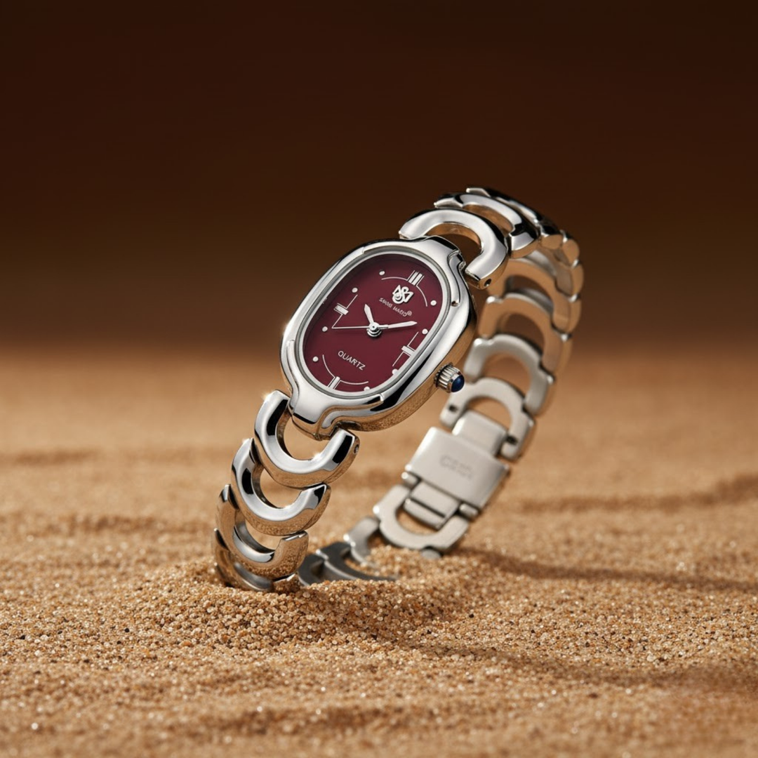 Sansi Mayo VETRA — Maroon Dial & Silver Bracelet