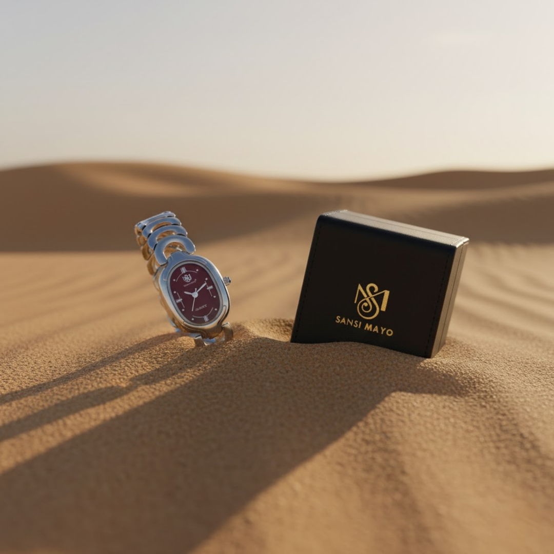 Sansi Mayo VETRA — Maroon Dial & Silver Bracelet