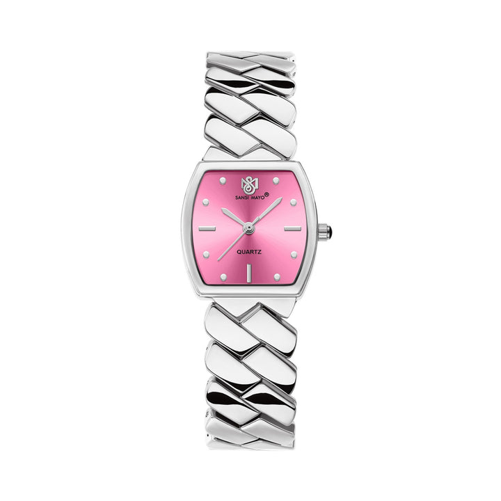 Nixie Dark Pink Dial Silver Bracelet