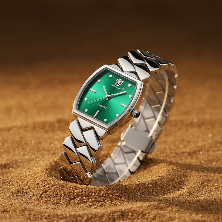 NIXIE Green Dial Square Stainless Steel Watch