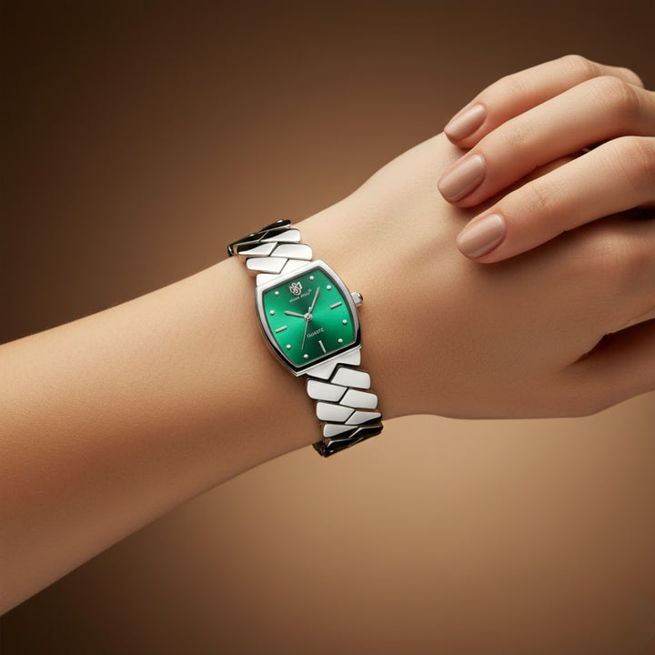 NIXIE Green Dial Square Stainless Steel Watch