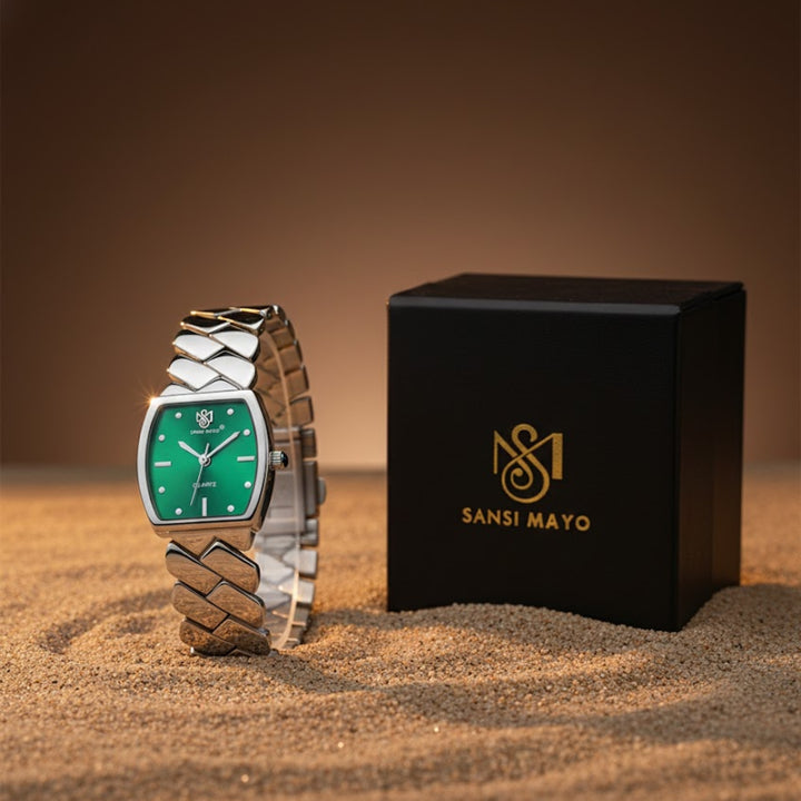 NIXIE Green Dial Square Stainless Steel Watch