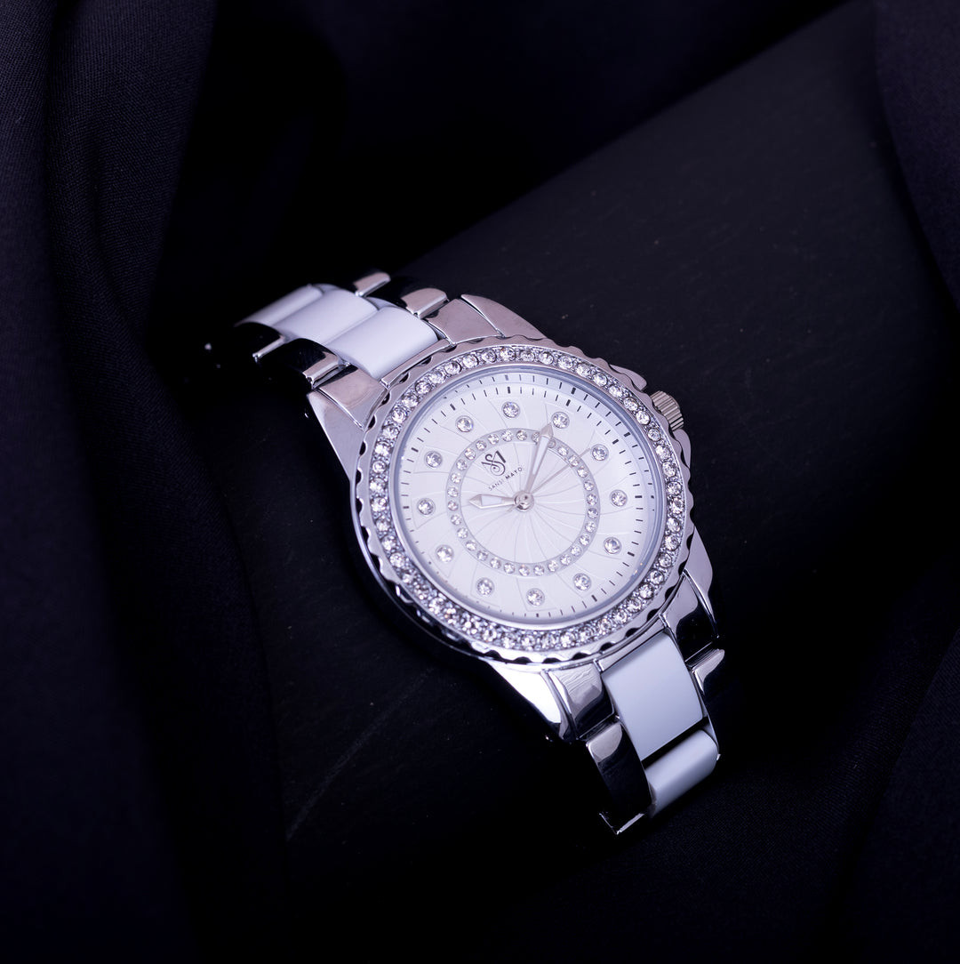 Tini Round Two Tone Silver Elegance Wrist Watch