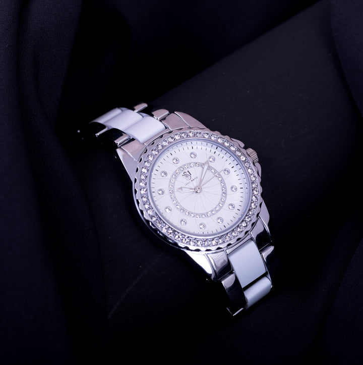 Tini Round Two Tone Silver Elegance Wrist Watch