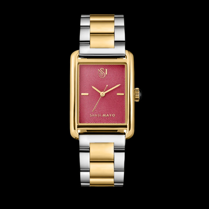 SANSI MAYO Women's Gold Stainless Steel Watch | Magenta Dial | 10mm | Quartz | Dual Tone