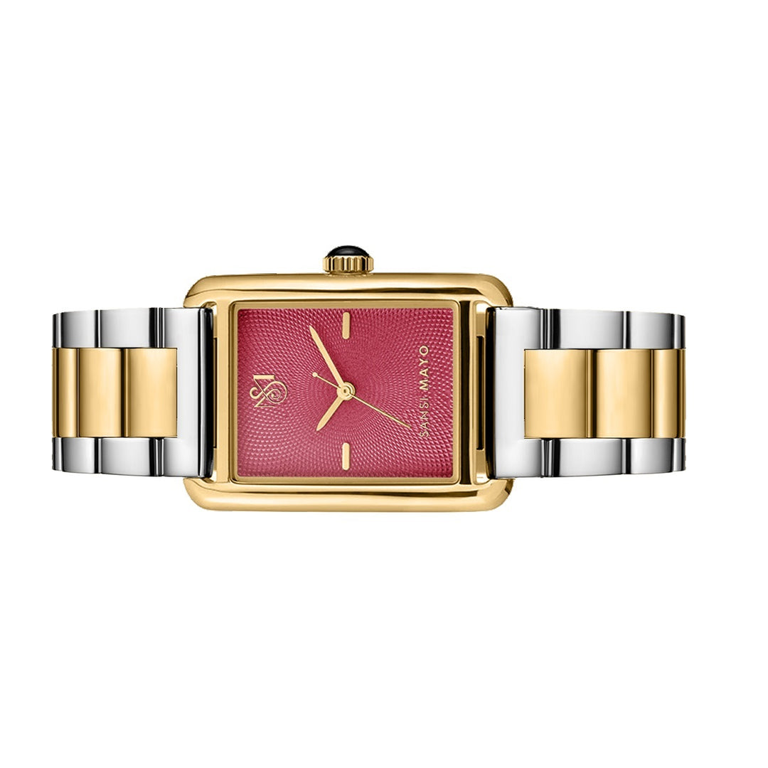 SANSI MAYO Women's Gold Stainless Steel Watch | Magenta Dial | 10mm | Quartz | Dual Tone