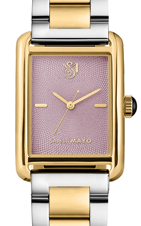 SANSI MAYO Women's Gold Stainless Steel Watch | Purple Dial | 10mm | Quartz | Dual Tone
