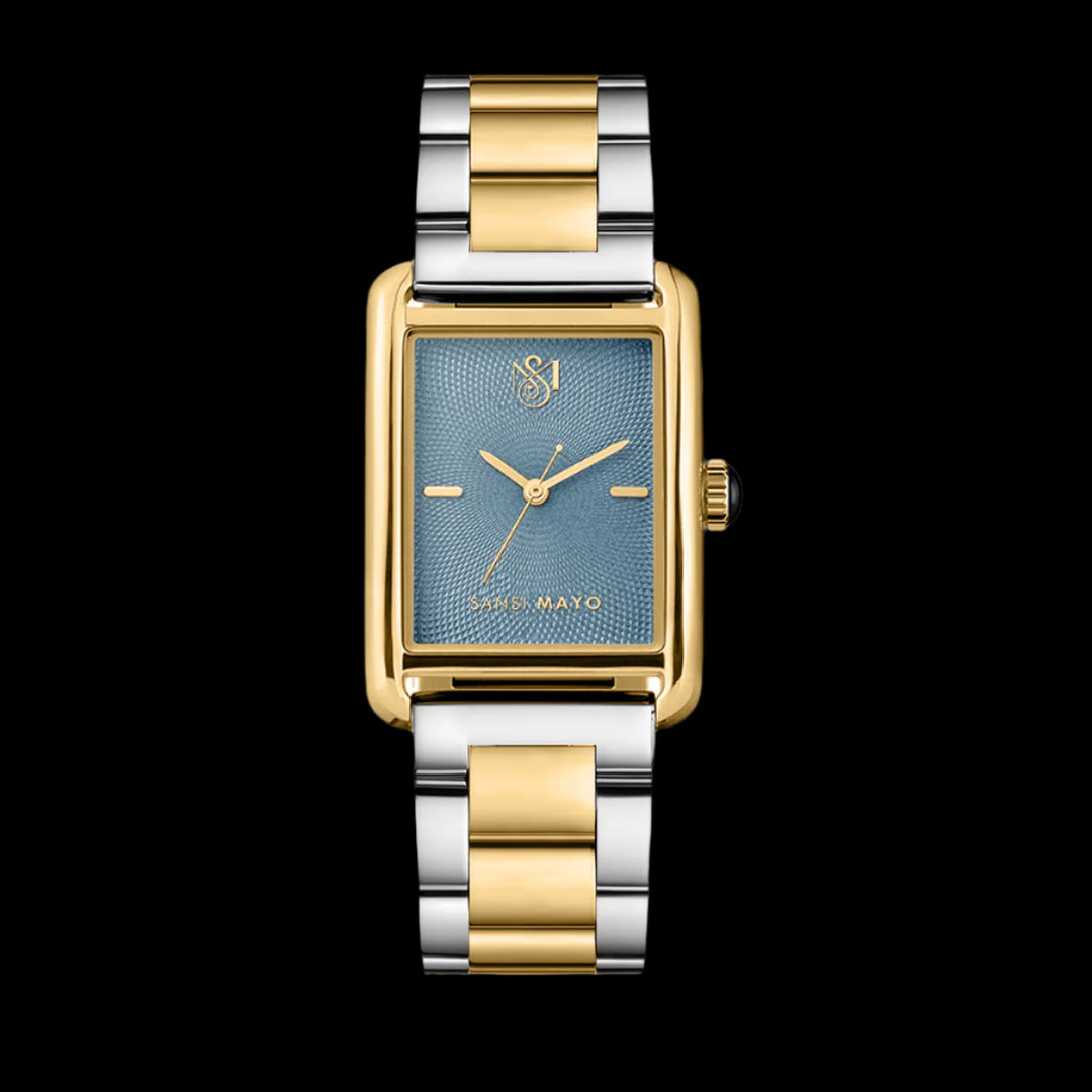 SANSI MAYO Women's Gold Stainless Steel Watch | Turquoise Dial | 10mm | Quartz | Dual Tone