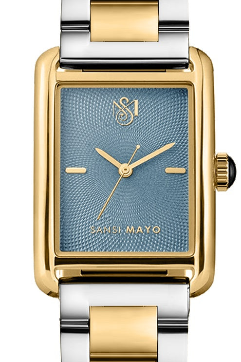 SANSI MAYO Women's Gold Stainless Steel Watch | Turquoise Dial | 10mm | Quartz | Dual Tone