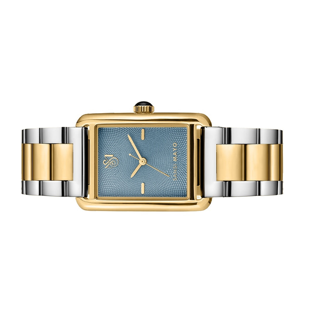 SANSI MAYO Women's Gold Stainless Steel Watch | Turquoise Dial | 10mm | Quartz | Dual Tone