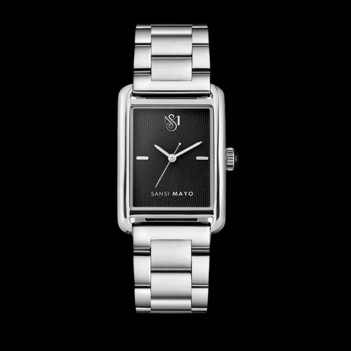 SANSI MAYO Women's Silver Stainless Steel Watch - Black Dial | 10mm | Quartz