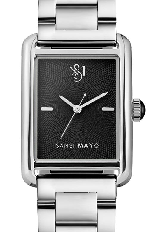 SANSI MAYO Women's Silver Stainless Steel Watch - Black Dial | 10mm | Quartz