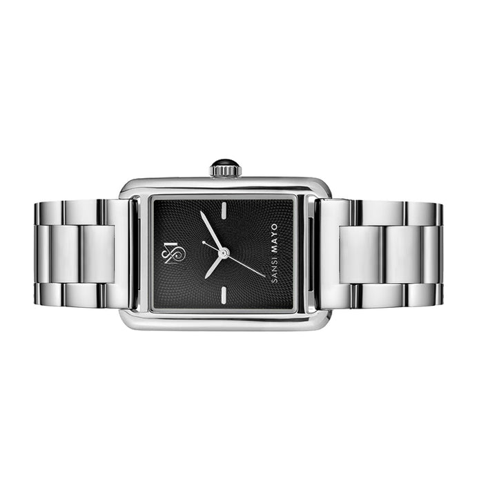SANSI MAYO Women's Silver Stainless Steel Watch - Black Dial | 10mm | Quartz
