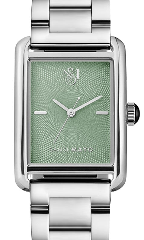 SANSI MAYO Women's Silver Stainless Steel Watch - Green Dial | 10mm | Quartz