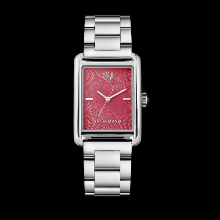SANSI MAYO Women's Silver Stainless Steel Watch - Magenta Dial | 10mm | Quartz