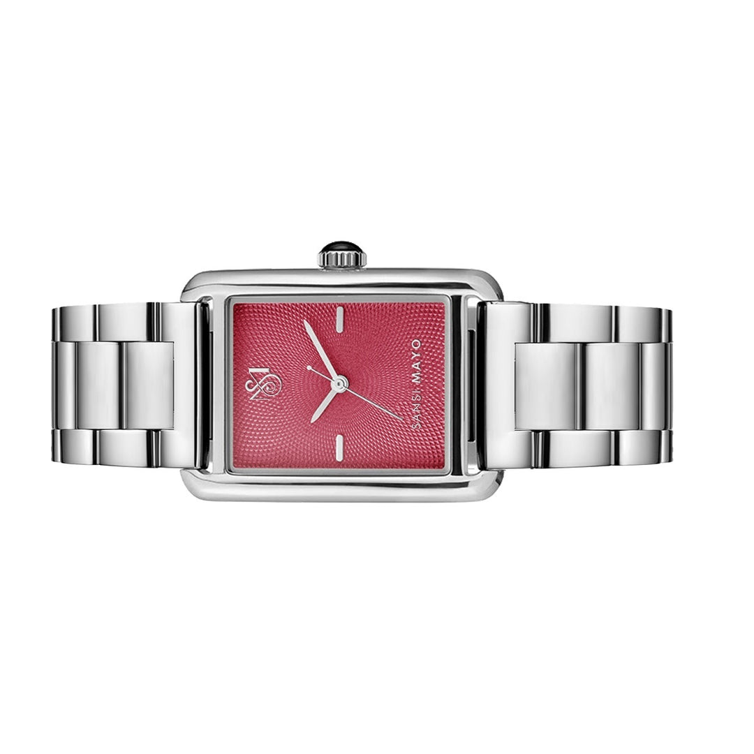 SANSI MAYO Women's Silver Stainless Steel Watch - Magenta Dial | 10mm | Quartz