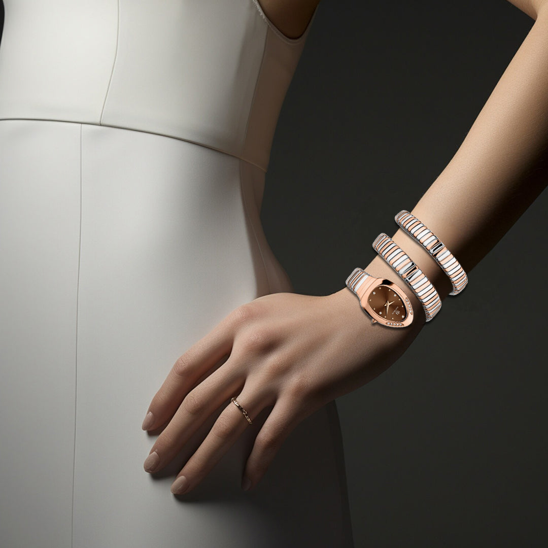 Snake Stone Brown Gold Analog