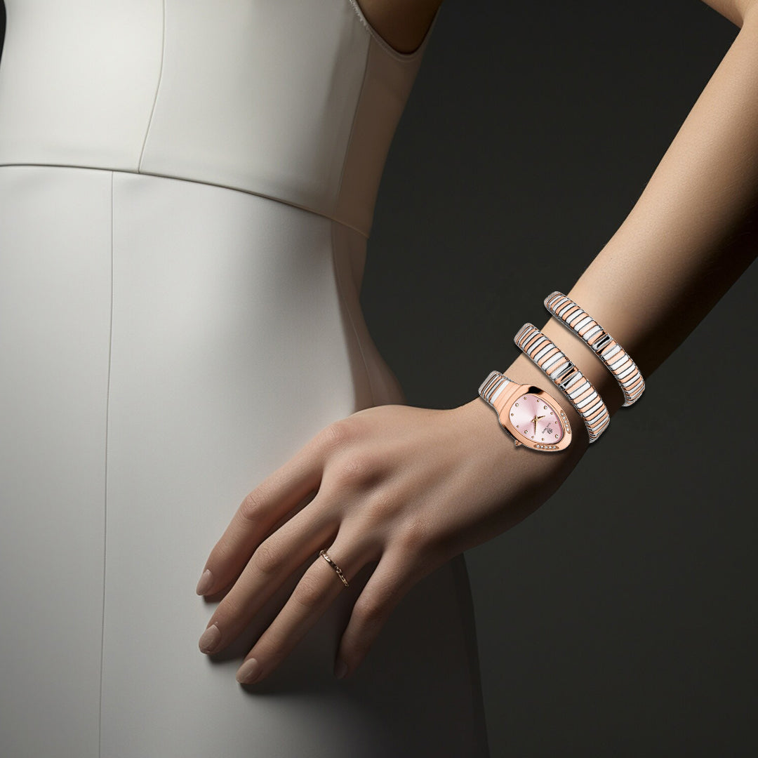 Snake Stone Pink Rose Analog