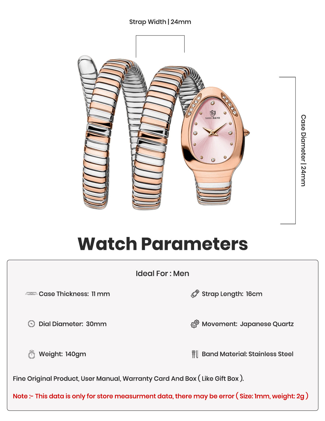 Snake Stone Pink Rose Analog