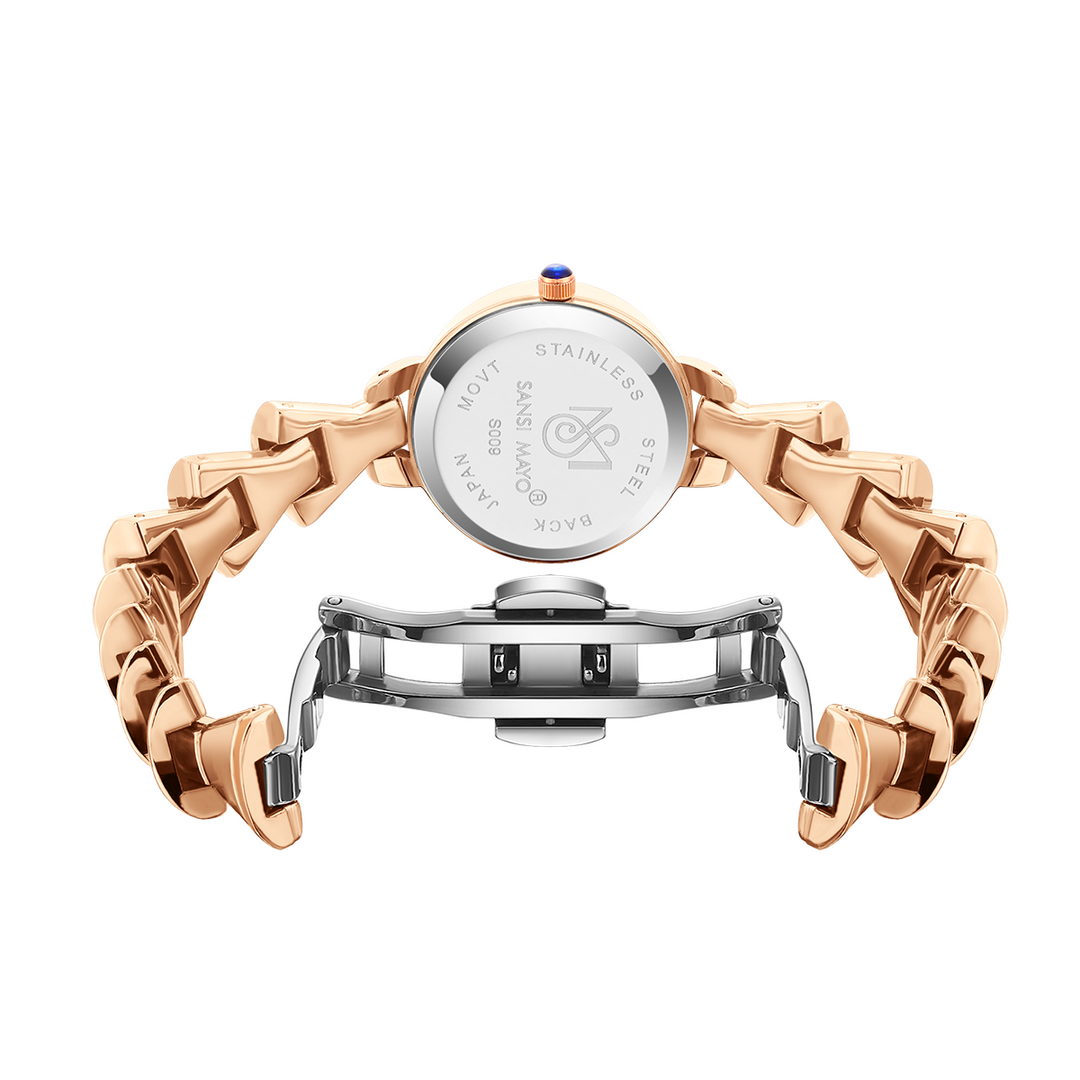 Sansi Mayo Flare Watch — Bell Band Edition (Rose Gold, Grey Dial)