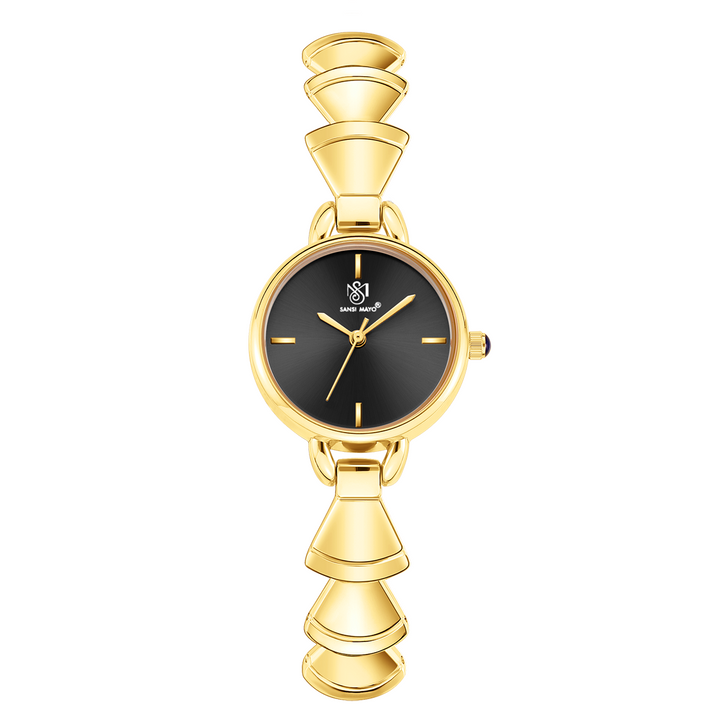 Sansi Mayo Flare Watch — Bell Band Edition (Gold, Black Dial)