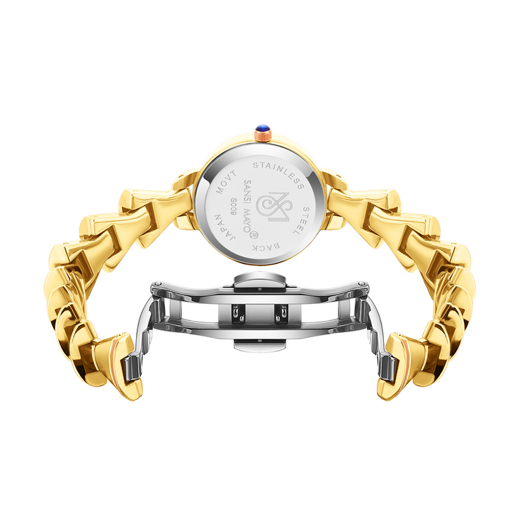 Sansi Mayo Flare Watch — Bell Band Edition (Gold, Black Dial)