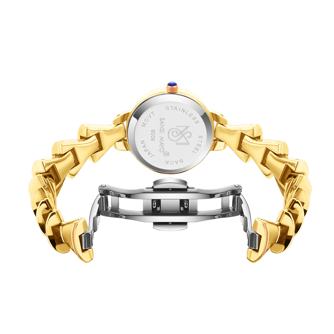 Sansi Mayo Flare Watch — Bell Band Edition (Gold, Grey Dial)