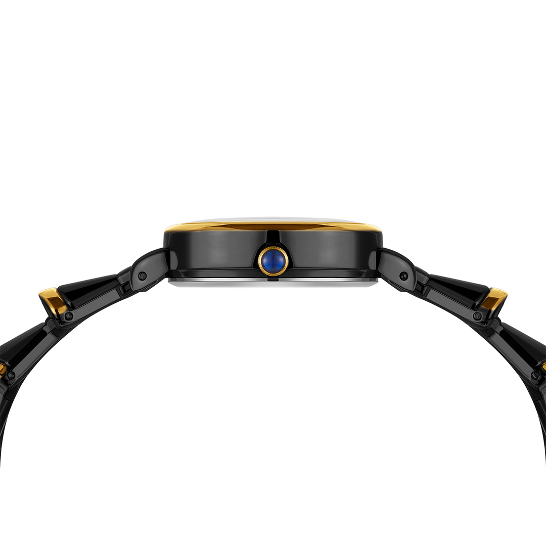 Sansi Mayo Flare Watch — Bell Band Edition (Two-Tone Black Gold, Grey Dial)