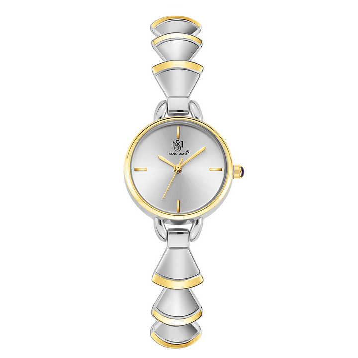 Sansi Mayo Flare Watch — Bell Band Edition (Two-Tone silver Gold, Grey Dial)