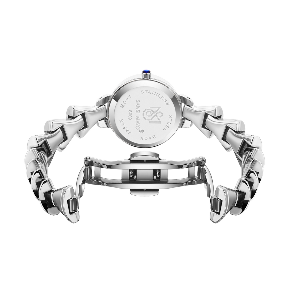 Sansi Mayo Flare Watch — Bell Band Edition (Two-Tone silver Gold, Grey Dial)