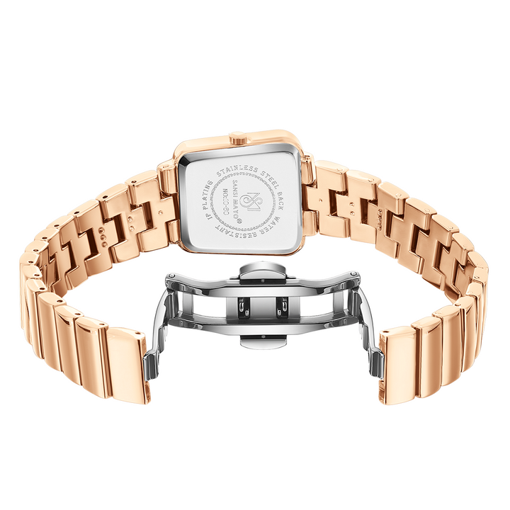Sansi Mayo Lina Watch — Square Case Edition (Rose Gold, White Dial)