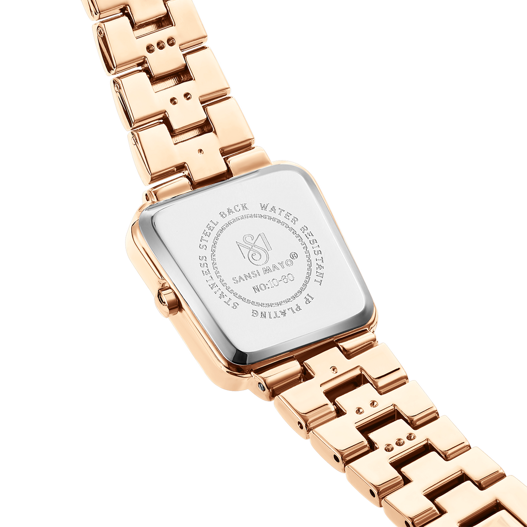 Sansi Mayo Lina Watch — Square Case Edition (Rose Gold, White Dial)