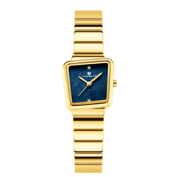 Sansi Mayo Lina Watch — Square Case Edition (Gold, Blue Dial)