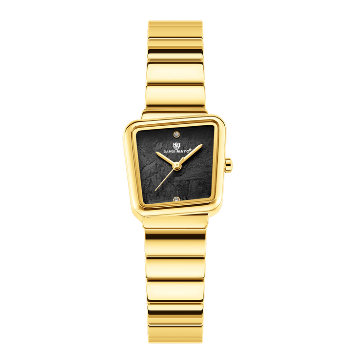 Sansi Mayo Lina Watch — Square Case Edition (Gold, Black Dial)