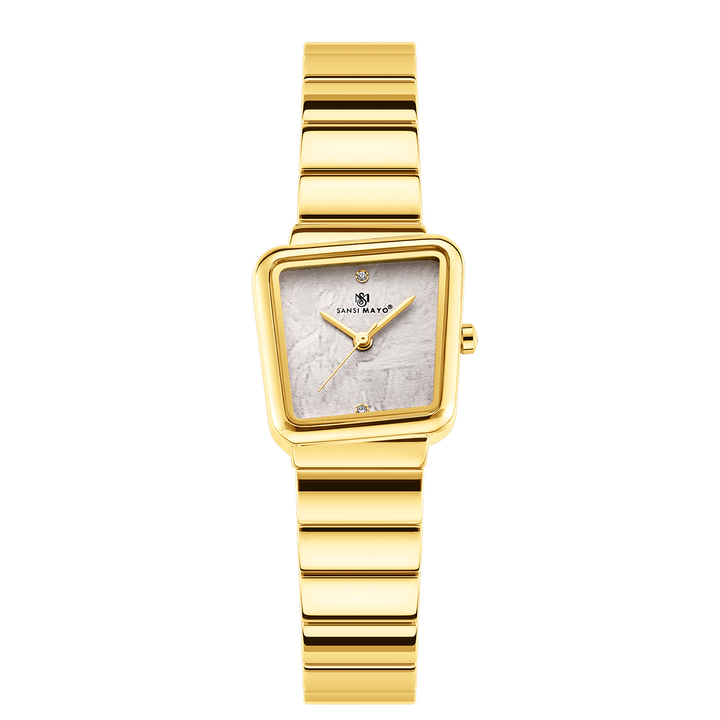 Sansi Mayo Lina Watch — Square Case Edition (Gold, White Dial)