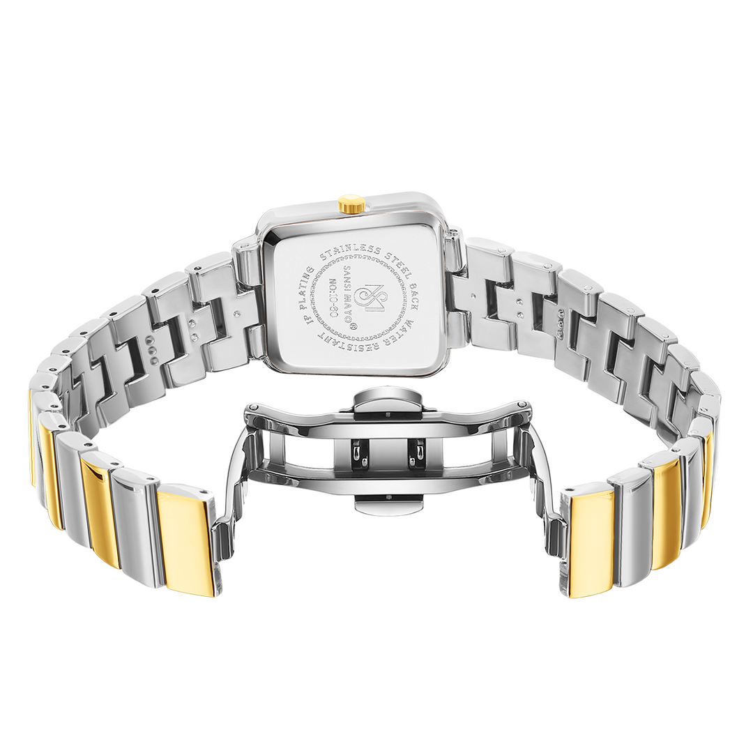Sansi Mayo Stainless Steel Watch — Two-Tone silver Gold (Dark Grey Dial)