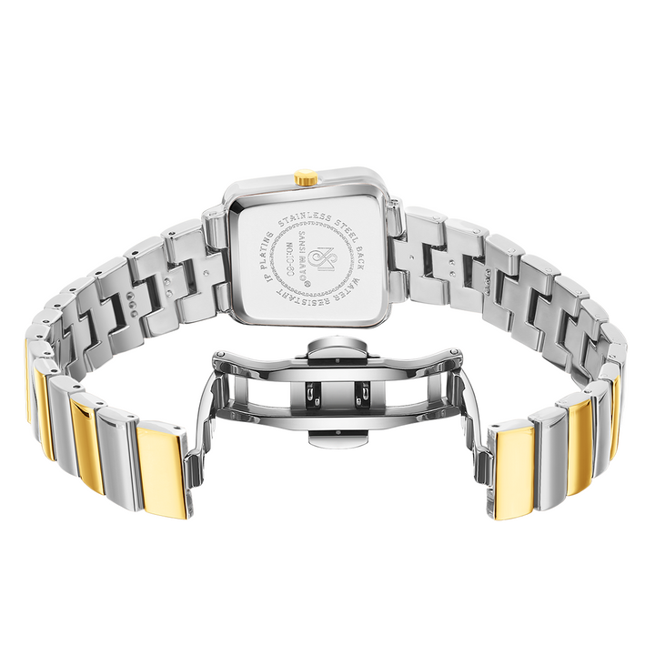 Sansi Mayo Stainless Steel Watch — Two-Tone silver Gold (Dark Grey Dial)