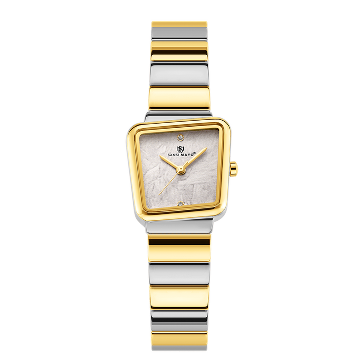 Sansi Mayo Stainless Steel Watch — Two-Tone silver Gold (Grey Dial)