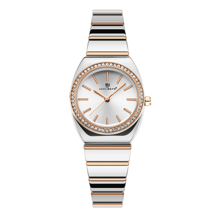 Sansi Mayo MIKA White Dial Two Tone silver Rose Gold Watch — Egyptian Stone Edition