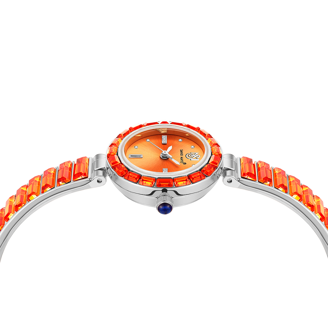 Sansi Mayo Infinity Watch — Egyptian Stone Edition (Orange Dial, silver)