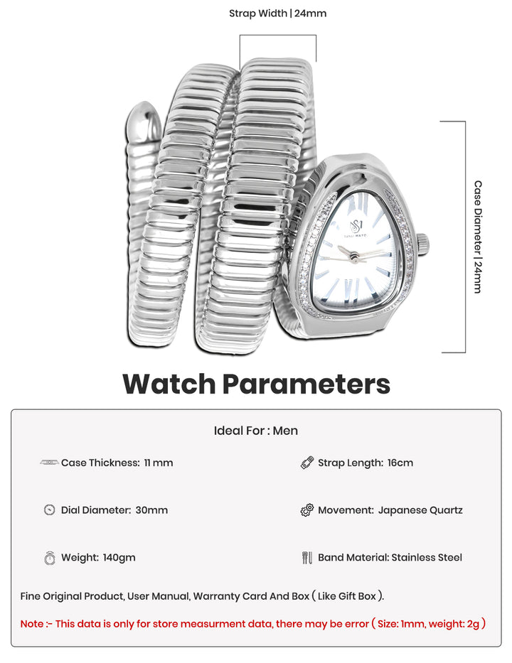 Snake Crystal Midnight Silver Steel Analog