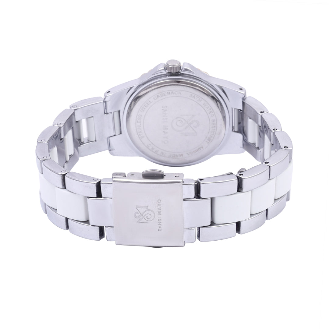 Tini Round Two Tone White Wrist Watch
