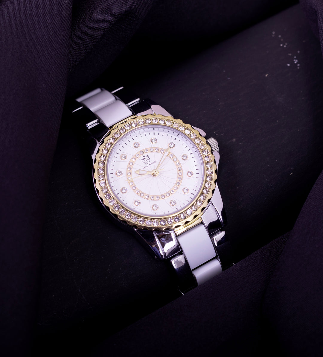 Tini Round Two Tone White Wrist Watch