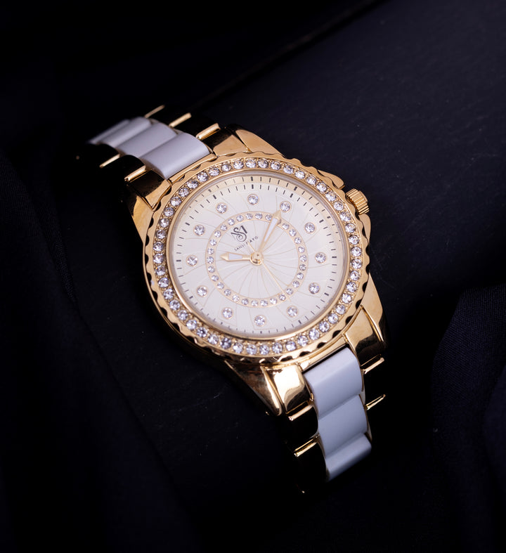 Tini Round Two Tone Gold Elegance Wrist Watch