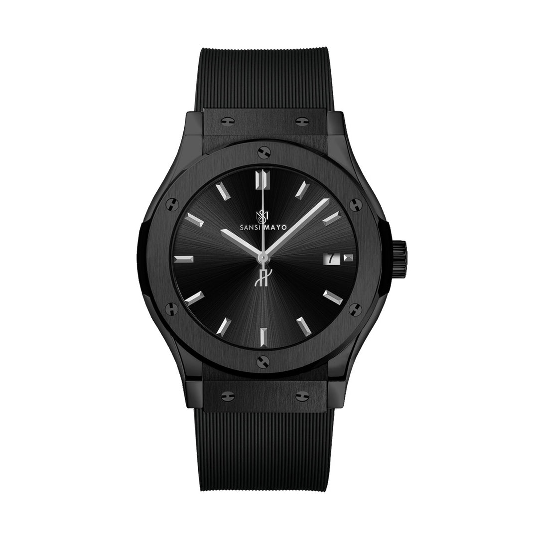 Sansi Mayo Men’s Black Silicone Band Analog Wrist Watch – Round Dial