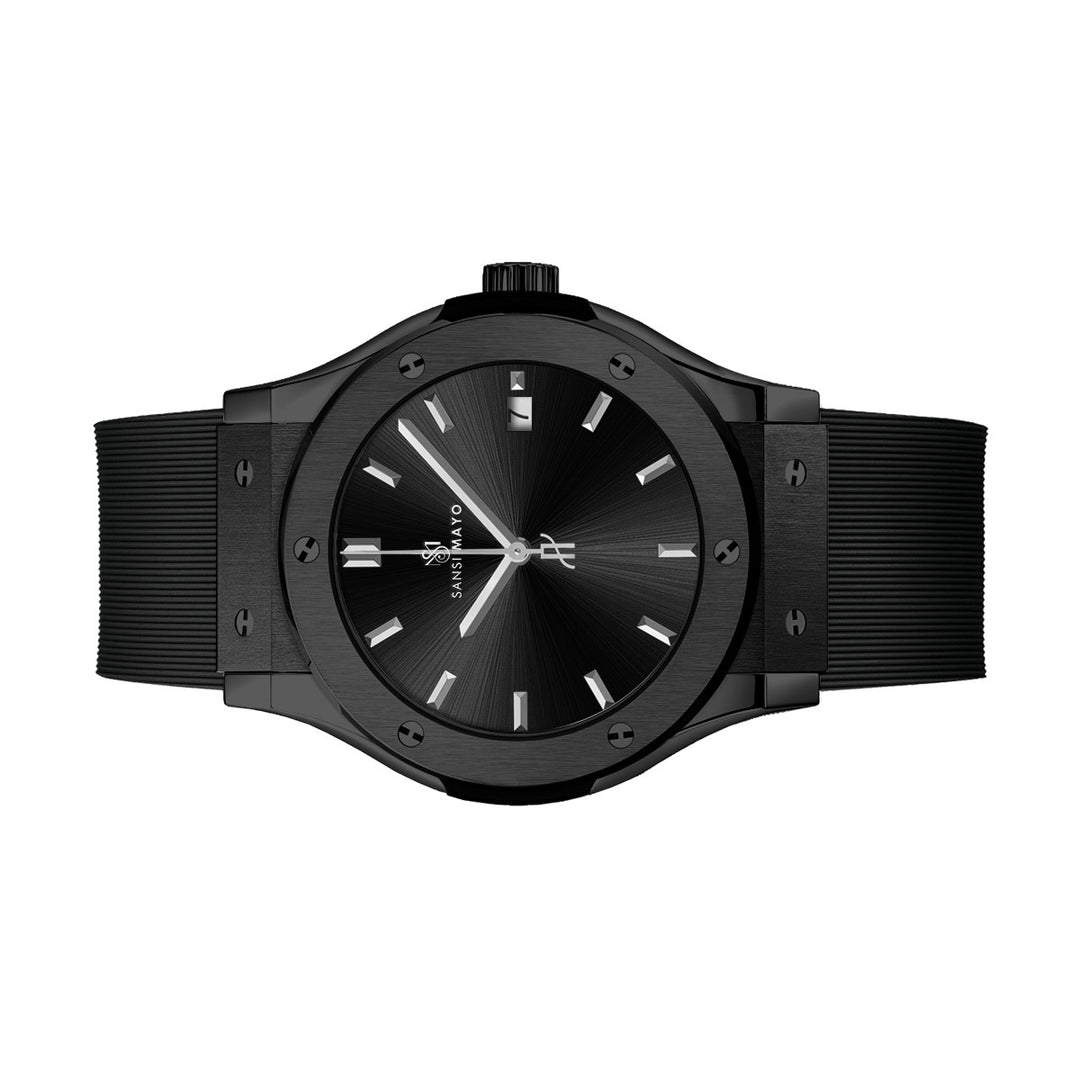 Sansi Mayo Men’s Black Silicone Band Analog Wrist Watch – Round Dial