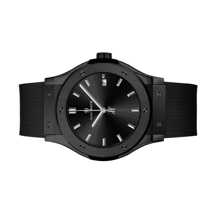 Sansi Mayo Men’s Black Silicone Band Analog Wrist Watch – Round Dial